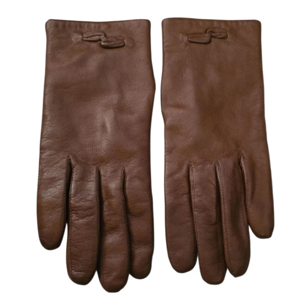 Kislav Made In France Vintage Cashmier Lined 100% Leather Gloves Size 7 1/2